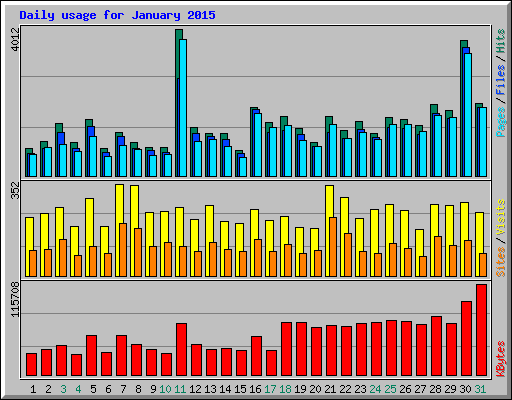 Daily usage for January 2015