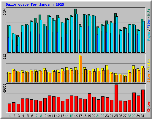 Daily usage for January 2023