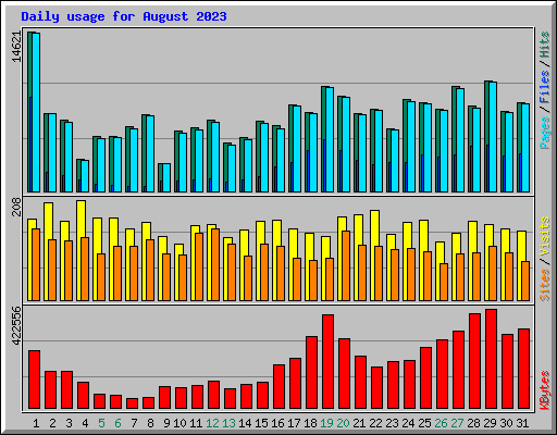 Daily usage for August 2023