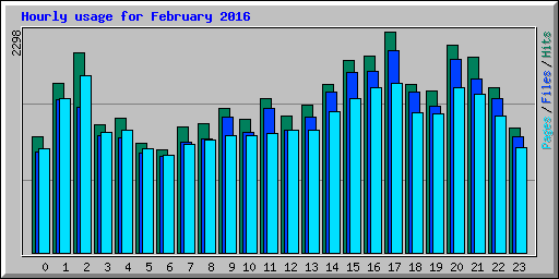 Hourly usage for February 2016