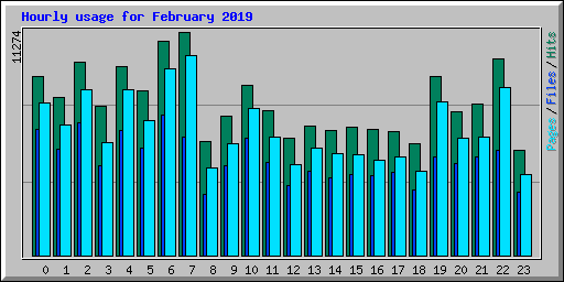 Hourly usage for February 2019